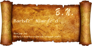 Barhó Nimród névjegykártya